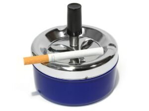 Smoke-King | Spinner Ashtray Chrome & Blue | 9cm