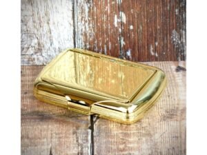 Tobacco Tin with Paper Holder – Gilt Finish